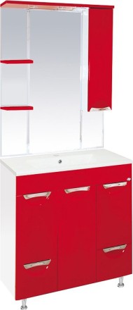 Зеркало-шкаф Misty Жасмин 75 с подсветкой, красная эмаль R