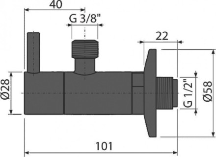 Угловой вентиль с фильтром AlcaPlast ARV001-BLACK, 1/2×3/8 дюйма, черный-мат