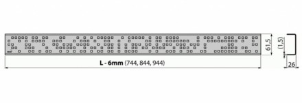 Решетка водосточная AlcaPlast Code-750L, нержавеющая сталь глянцевая