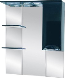 Зеркало-шкаф Misty Жасмин 85 с подсветкой, черная эмаль R