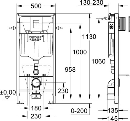 Комплект  Система инсталляции для унитазов Grohe Rapid SL 38775001 4 в 1 с кнопкой смыва + Чаша для унитаза подвесного Roca Meridian 346247000 + Крышк