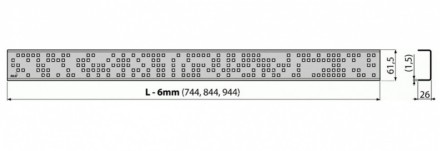 Решетка водосточная AlcaPlast Code-950M, нержавеющая сталь матовая