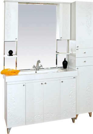 Зеркало-шкаф Misty Вирджиния Бабочка 105 белое фактурное