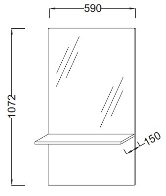 Зеркало Jacob Delafon Struktura 59 EB1212-N14, серый антрацит, 59x15x107,2, с полкой
