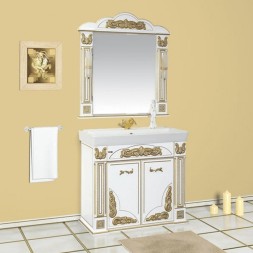Мебель для ванной Misty Барокко 100 белая, патина