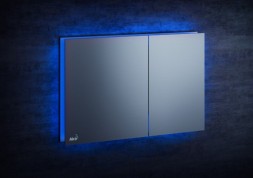 Кнопка управления AlcaPlast AIR LIGHT-BLUE с подсветкой, металл–матовый цвет голубой