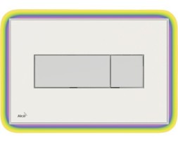Кнопка управления AlcaPlast M1470 - R с цветной пластиной, светящаяся кнопка белая, свет радуга