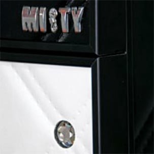 Тумба с раковиной Misty Гранд Lux 60 бело-черная кожа cristallo, 2 ящика