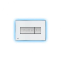 Кнопка управления AlcaPlast M1470-AEZ111 с цветной пластиной, светящаяся кнопка белая, свет голубой