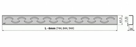Решетка водосточная AlcaPlast Smile-850L, нержавеющая сталь глянцевая