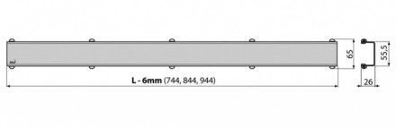 Решетка водосточная AlcaPlast SPACE-850M, нержавеющая сталь матовая