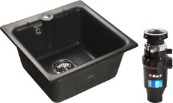 Комплект  Мойка кухонная GranFest Practik GF-P420 черный + Измельчитель отходов Bort Master Eco