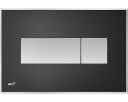 Кнопка управления AlcaPlast M1475 - R с цветной пластиной, светящаяся кнопка черная матовая, свет радуга