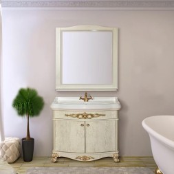 Мебель для ванной Misty Верона 100 напольная, слоновая кость патина