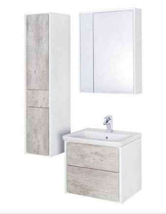 Зеркало-шкаф Roca Ronda 70 см ZRU9303008, цвет бетон, белый глянцевый