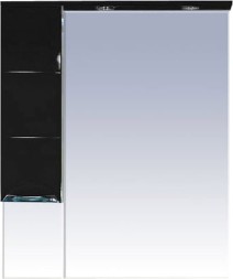 Зеркало-шкаф Misty Петра 75 L черная эмаль