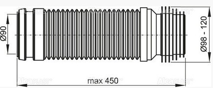 Колено для унитаза Alcaplast 90/110 Flexi M9006, 280-450 мм