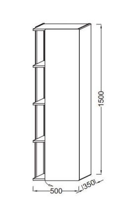 Пенал Jacob Delafon Terrace EB1179D-442, 50 х 35 х 150 см, подвесной, цвет - серый антрацит