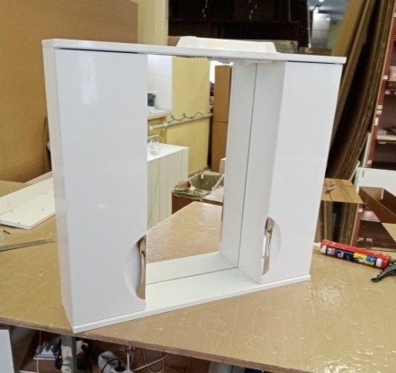 Зеркальный шкаф Emmy Милли 80 см, mel80bel, с подсветкой, белый