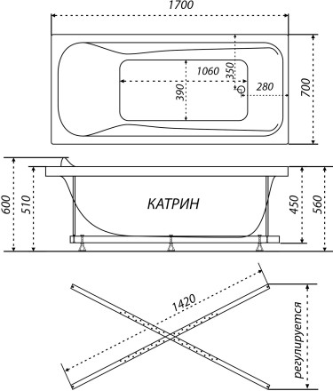 Акриловая ванна Triton Катрин Экстра 170 см