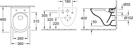 Комплект  Система инсталляции для унитазов Villeroy &amp; Boch 9224 6100 + Унитаз подвесной Villeroy &amp; Boch O.novo 5688HR01 alpin, безободковый + Кнопка с