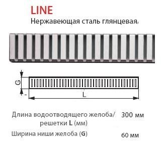 Решетка AlcaPlast Line-300 глянцевая/матовая